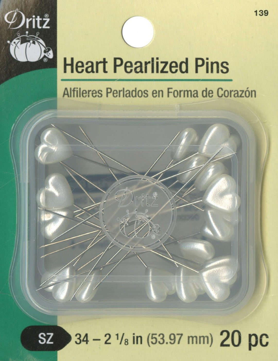 HEART PEARLED PINS 2 1/8IN20PCS 139D