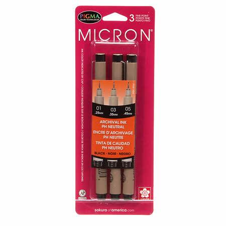 PIGMA MICRON PEN 3 SIZES BLACK 30061