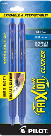 Frixion Clicker Pen Blue Fineoint 0.7mm 2pk