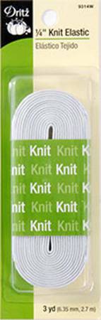 White Knit Elastic 1/4"x3yds   9314W