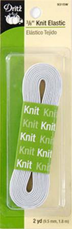 White Knit Elastic 3/8"x2yds   9315W