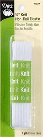 White Non-Roll Knit Elastic 3/4"x1yd   9322W